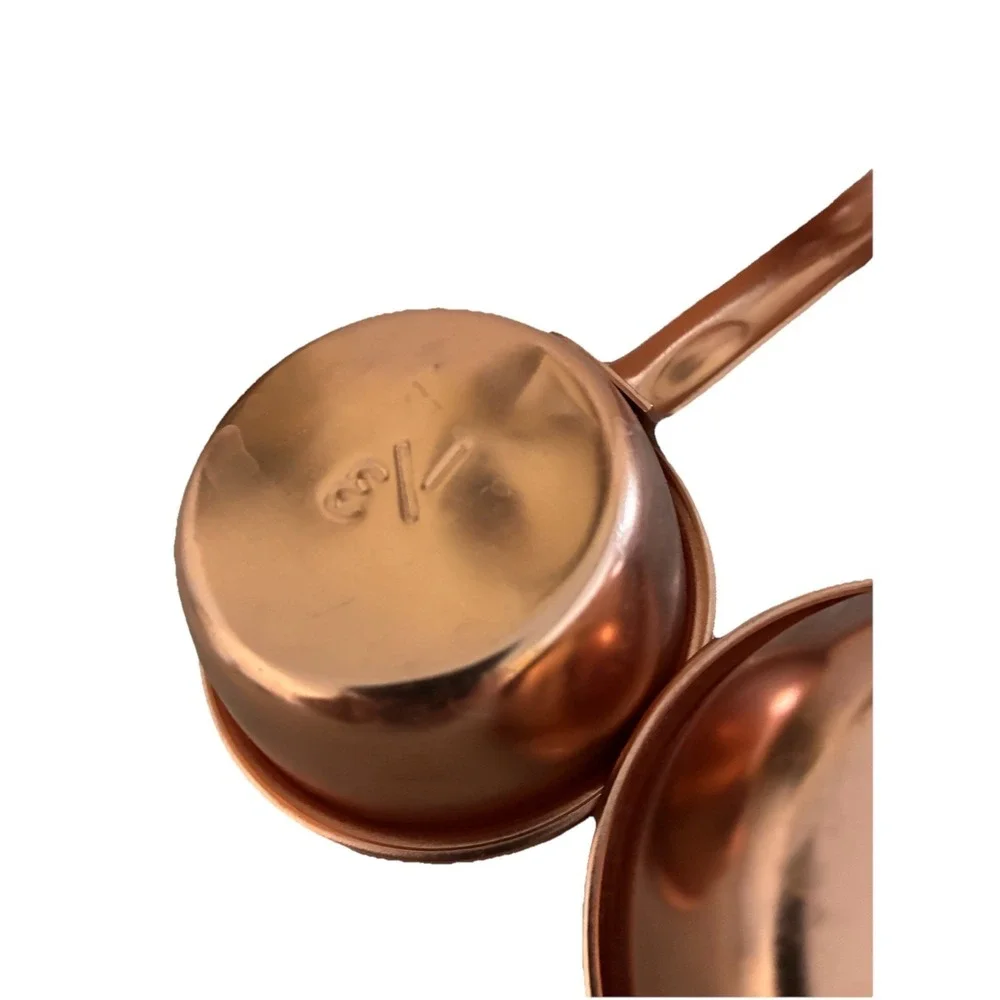Vintage Copper Plated Measuring Cup Set Of 3 (1/3, 1/2, 1 cup)‎